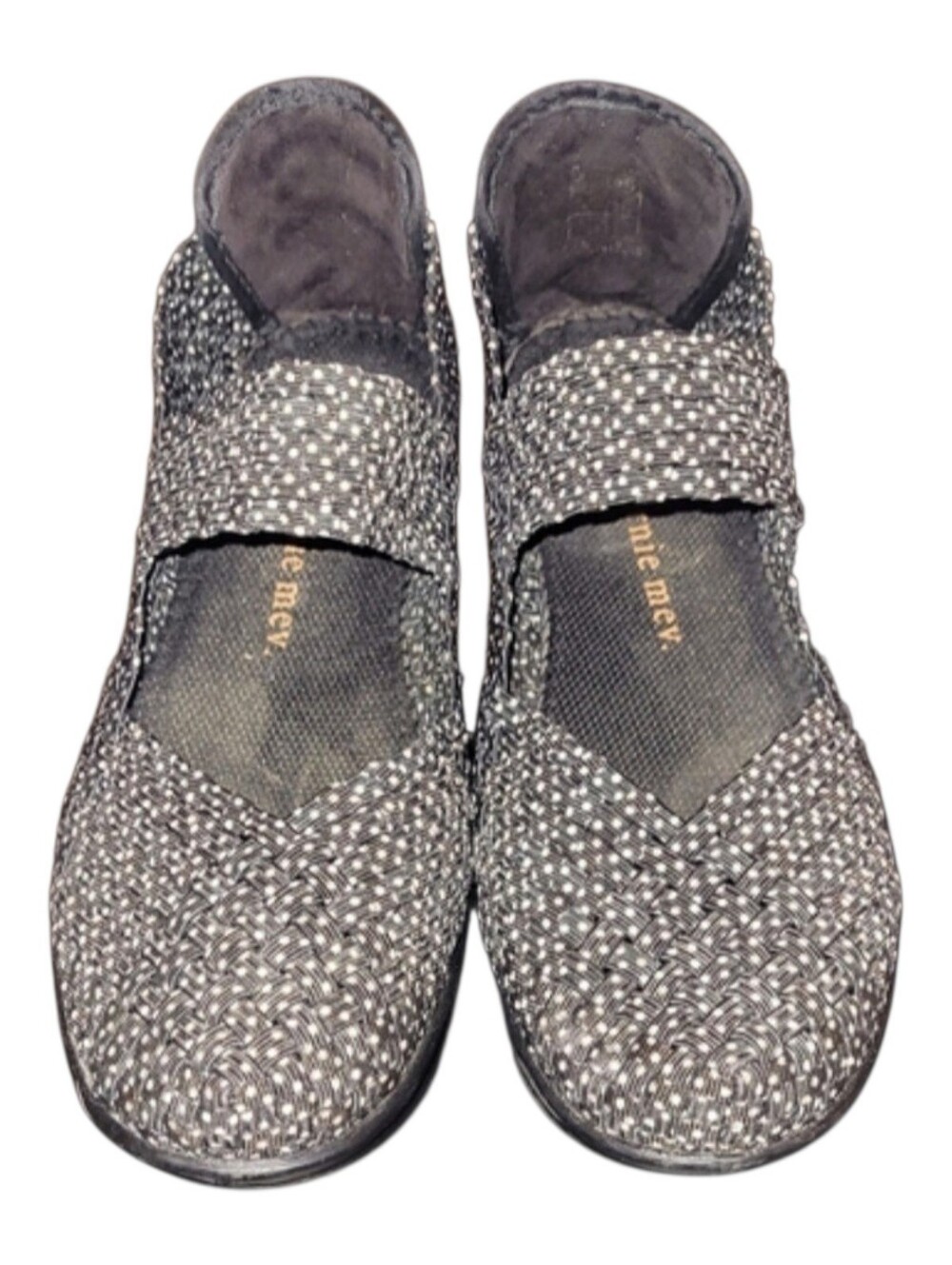 Bernie Mev. Black & White Speckled Knit Mary Jane Wedges